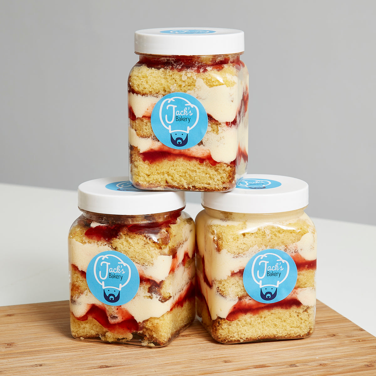 Victoria Sponge Cake Jars 3 pack Jack's Bakery